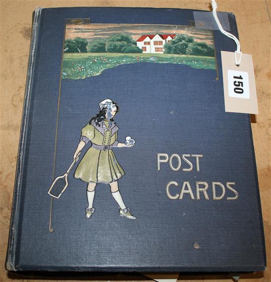 Postcard album, inc Edwardian actresses, Little Doctor, English counties, topographical, foreign, flowers  etc (approx 250)